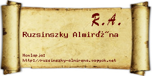Ruzsinszky Almiréna névjegykártya